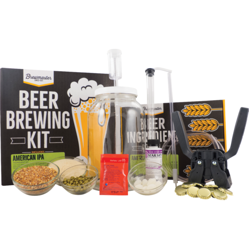 Craft Beer Making Kit - Brewmaster Craft Beer Making Gift Set with American IPA Recipe Kit.